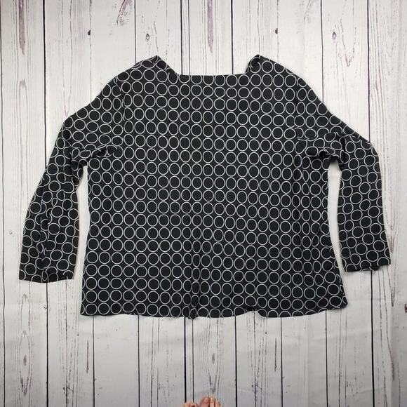 Russell Kemp Woman Black White Circle Print Sheer Drapey Neck Blouse Size 4X - Picture 7 of 7